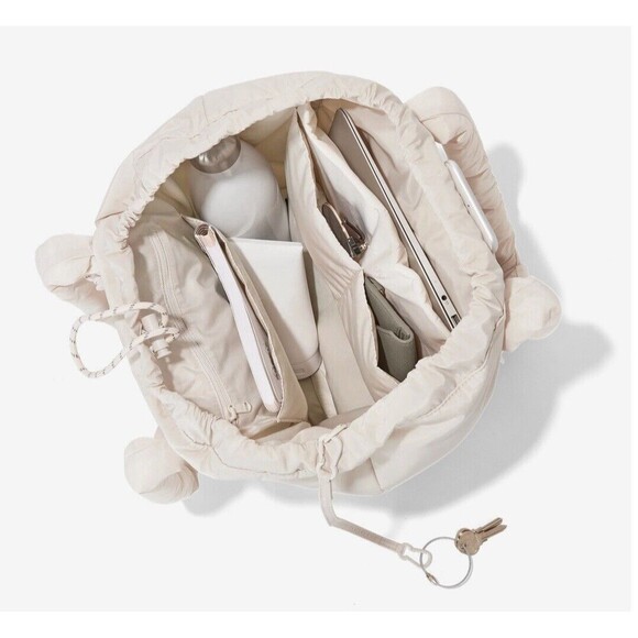 Dagne Dover Kal Puff Drawstring Tote Shoulder Bag Travel White Large Bag *READ - Picture 4 of 14
